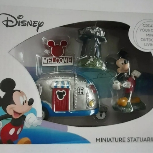 Disney Mickey Mouse 4 Piece Miniature Fairy Garden RV Camper Statuary Set New - Picture 1 of 5